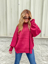 Hold Me Here Cabernet Oversized Sweater