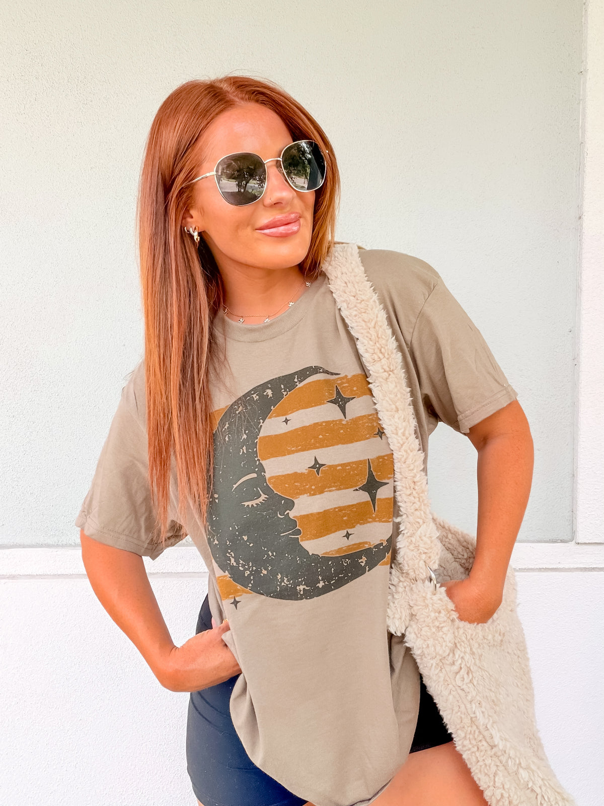Stripe Moon Graphic Top
