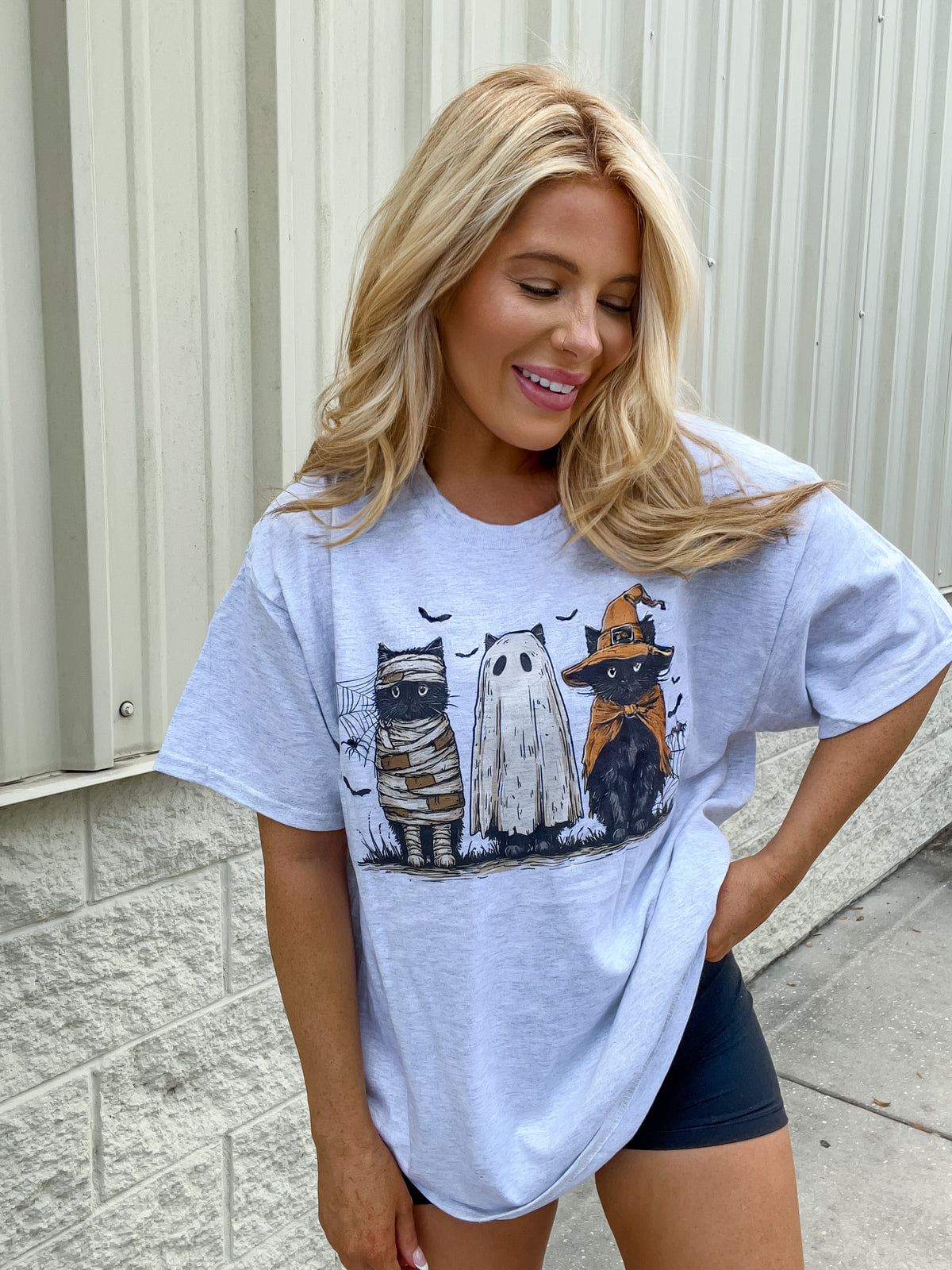 Black Cat Halloween Graphic Top