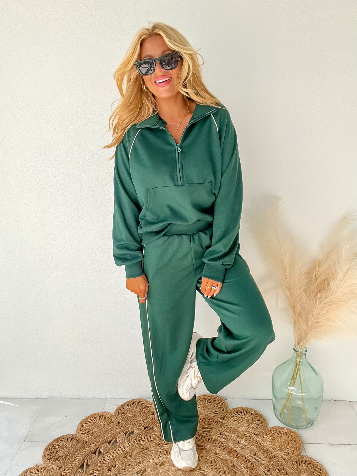 Different Attitude Green Half Zip Top