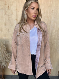 Captured My Love Camel Plaid Lined Shacket