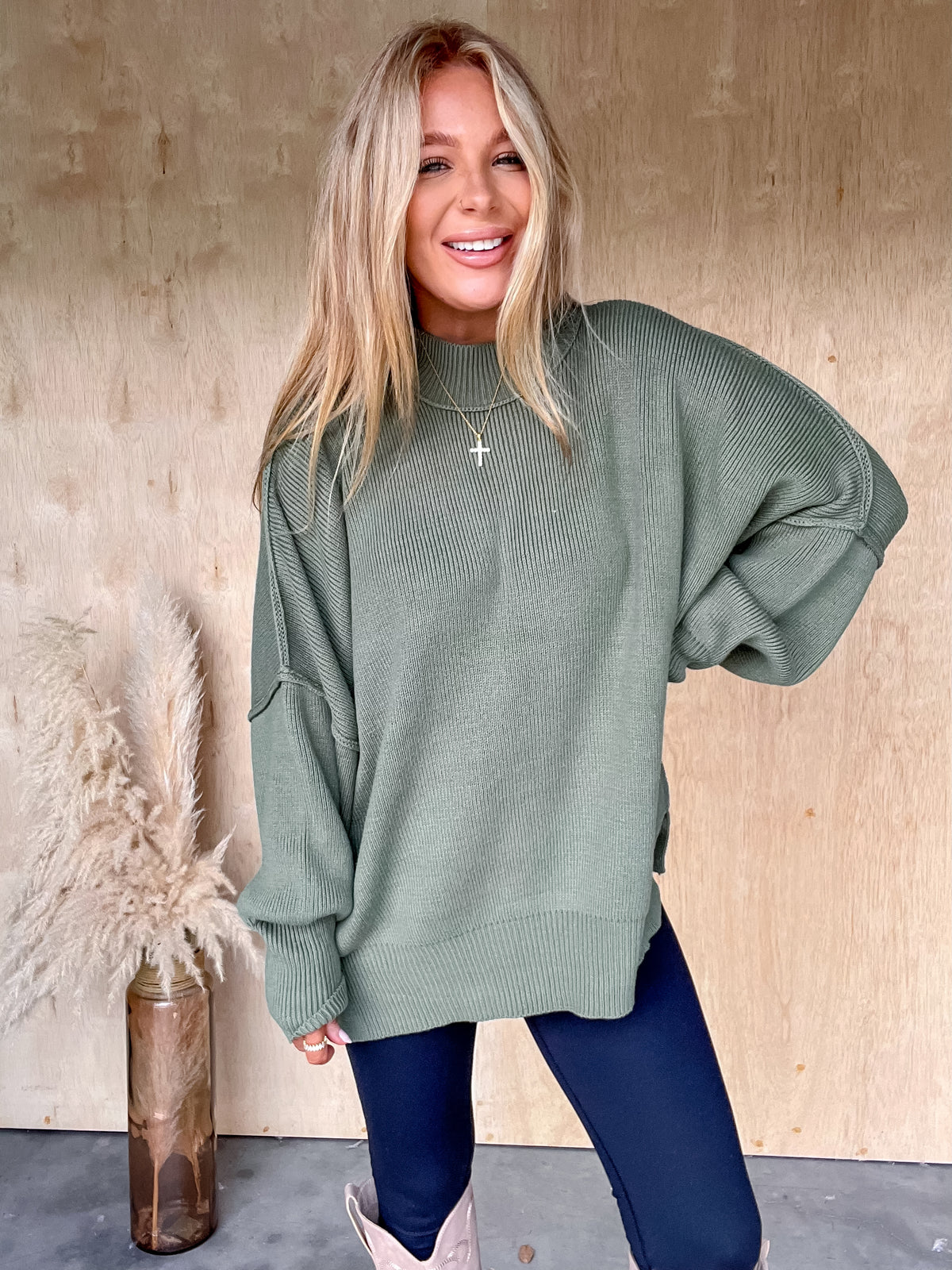 DOORBUSTER - Sweeter Than You Light Olive Oversized Sweater