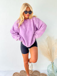 Chasing Calm Oversized Bright Violet Acid Wash Pullover