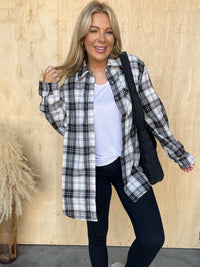 Bonfire Nights Black Plaid Button Top