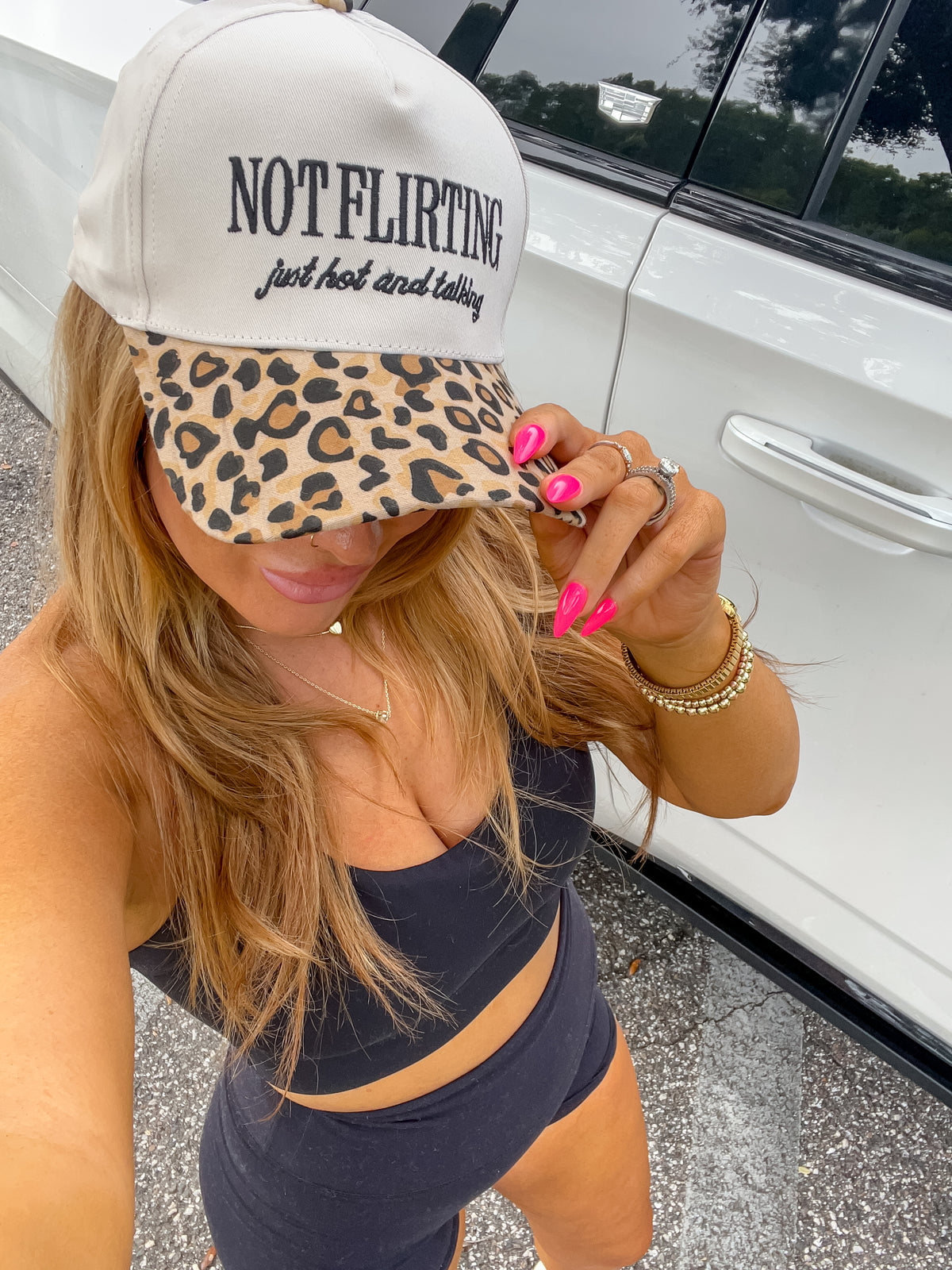 Not Flirting Leopard Embroidered Hat