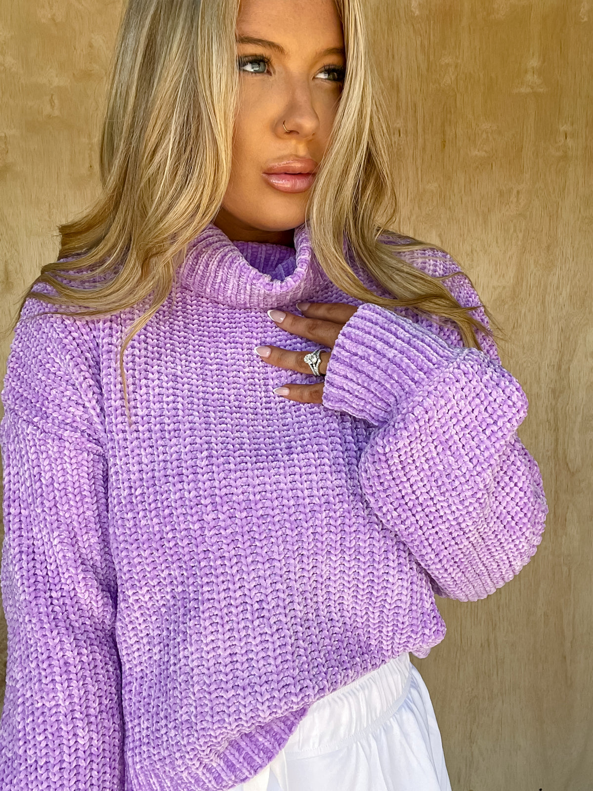 DOORBUSTER - Don't Complicate It Bright Lavender Chenille Sweater