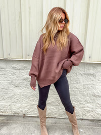 Hold Me Here Brown Oversized Sweater