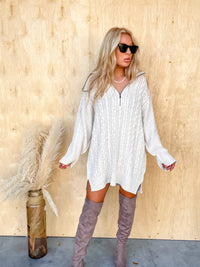 Living Fashionably Oatmeal Luxury Sweater Dress