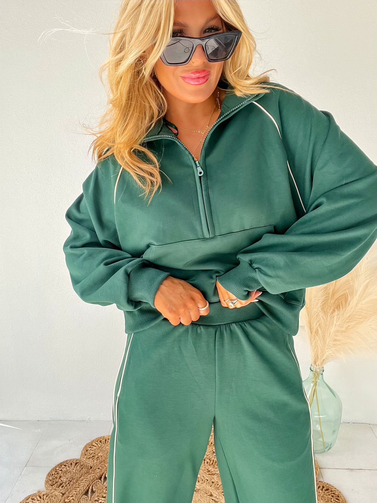 Different Attitude Green Half Zip Top