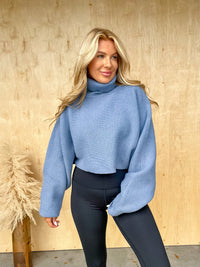 Happiness In Simplicity Grey Blue Sweater