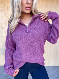 DOORBUSTER - Quick Thinking Cabernet Collared Pullover