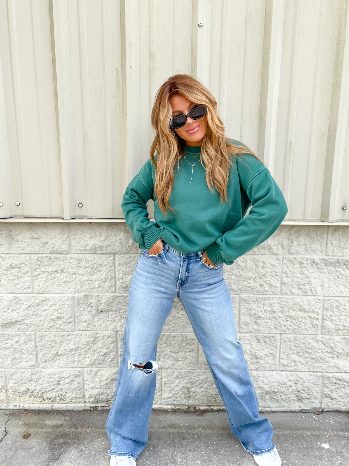 Take Me Back Medium Wash Tummy Control Wide Leg Jean