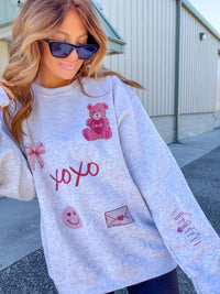 Valentine Sticker Graphic Pullover