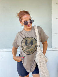 Camo Smiley Graphic Top