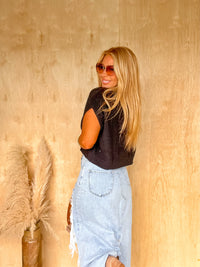 Owning The Day Distressed Denim Skirt