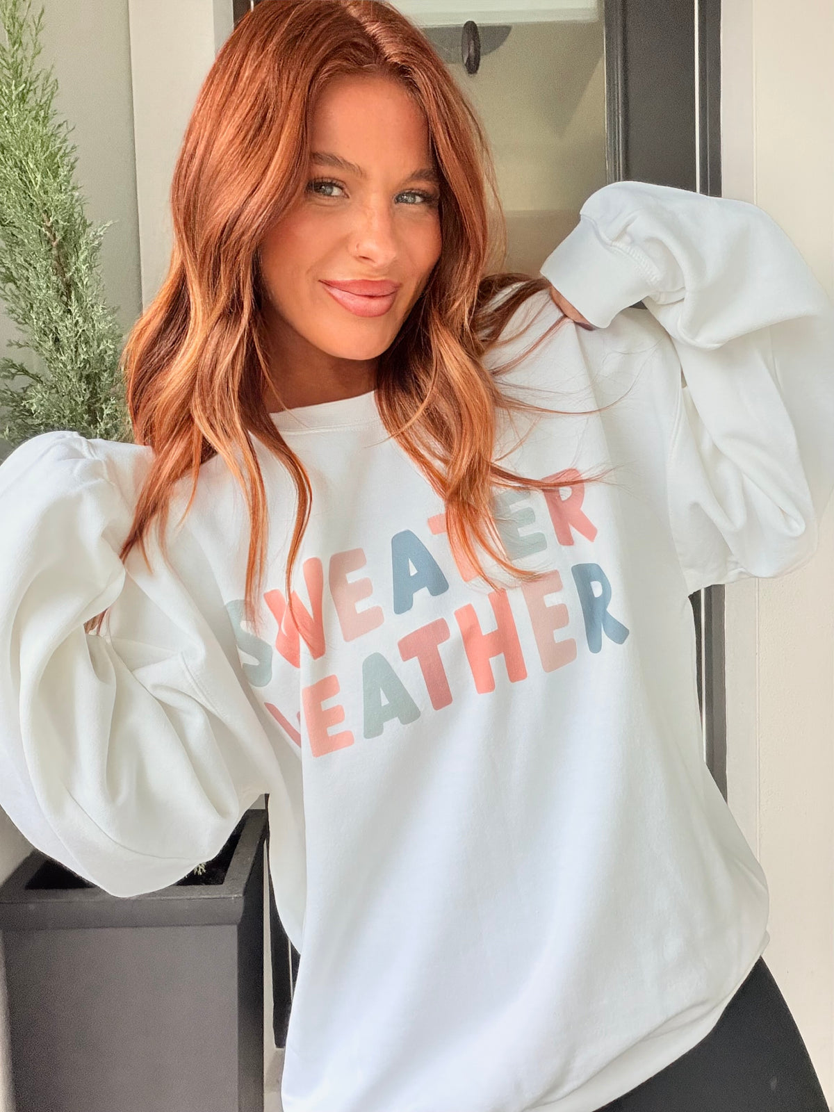 Colorful Sweater Weather Graphic Top