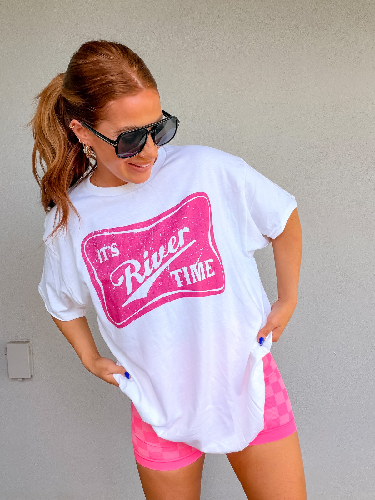 Pink River Time Graphic Top