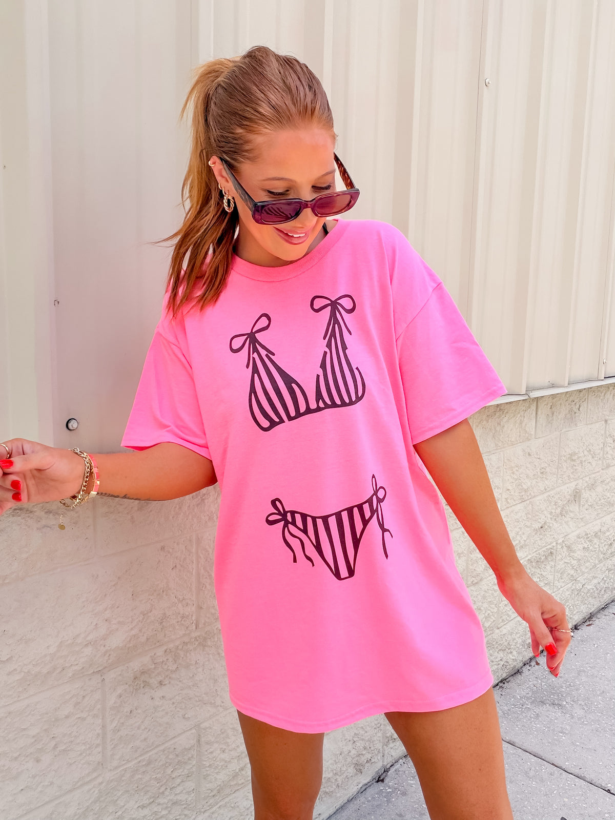 Bikini Stripe Graphic Top