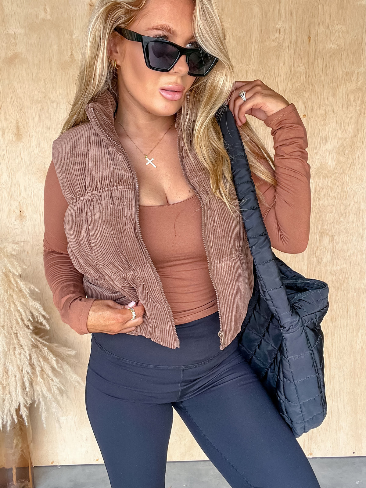 Feeling Carefree Cocoa Corduroy Puffer Vest