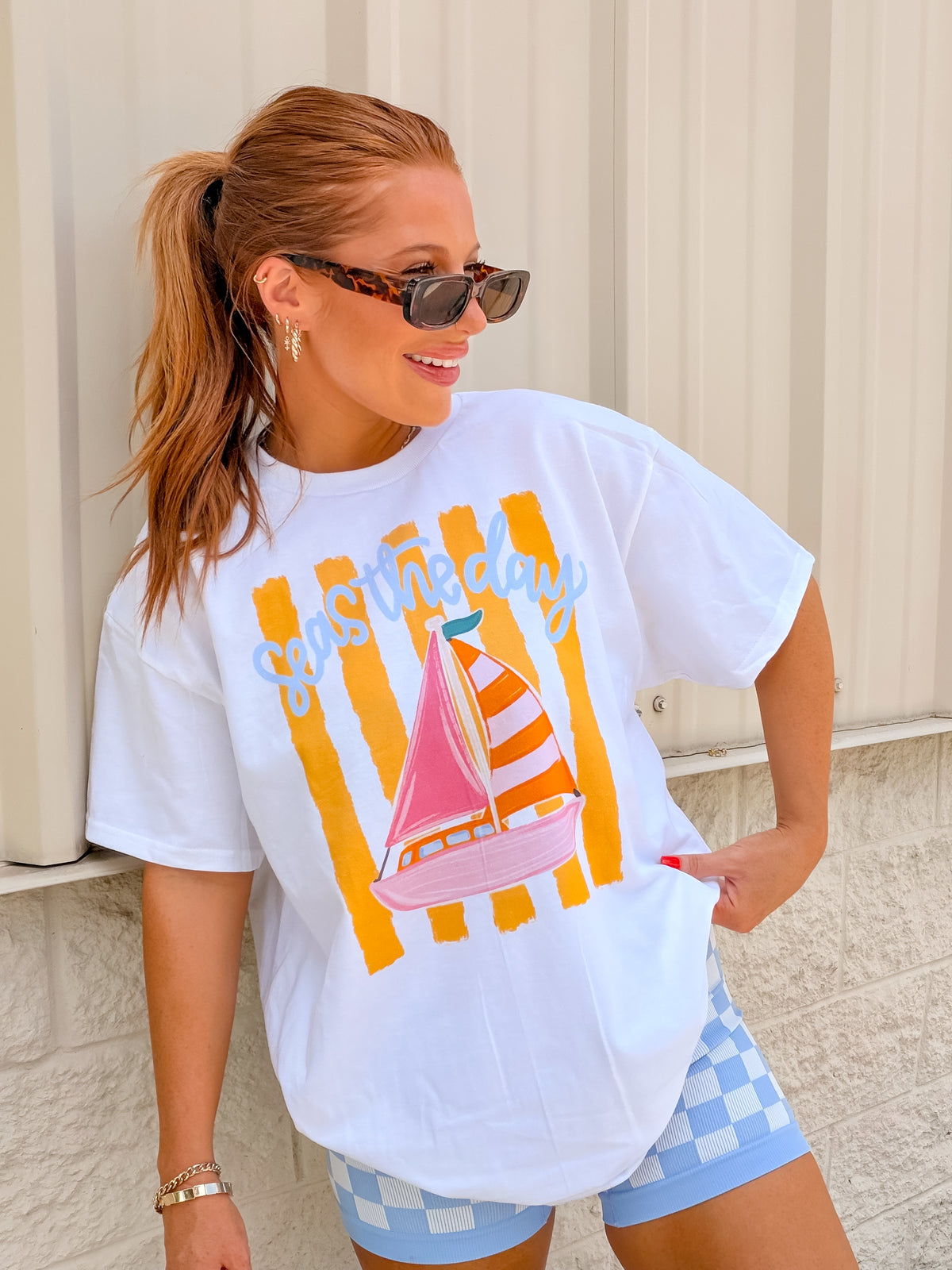 Boat Seas The Day Graphic Top