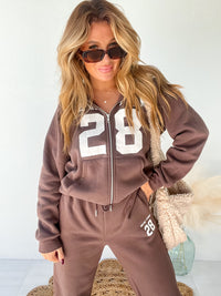 New York Brown Zip Up Top