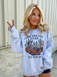 Skeleton Lane Sucks Graphic Top
