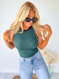 Needing Space Dark Green Multi Detail Bodysuit