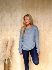 Staying Inside Grey Long Sleeve Top