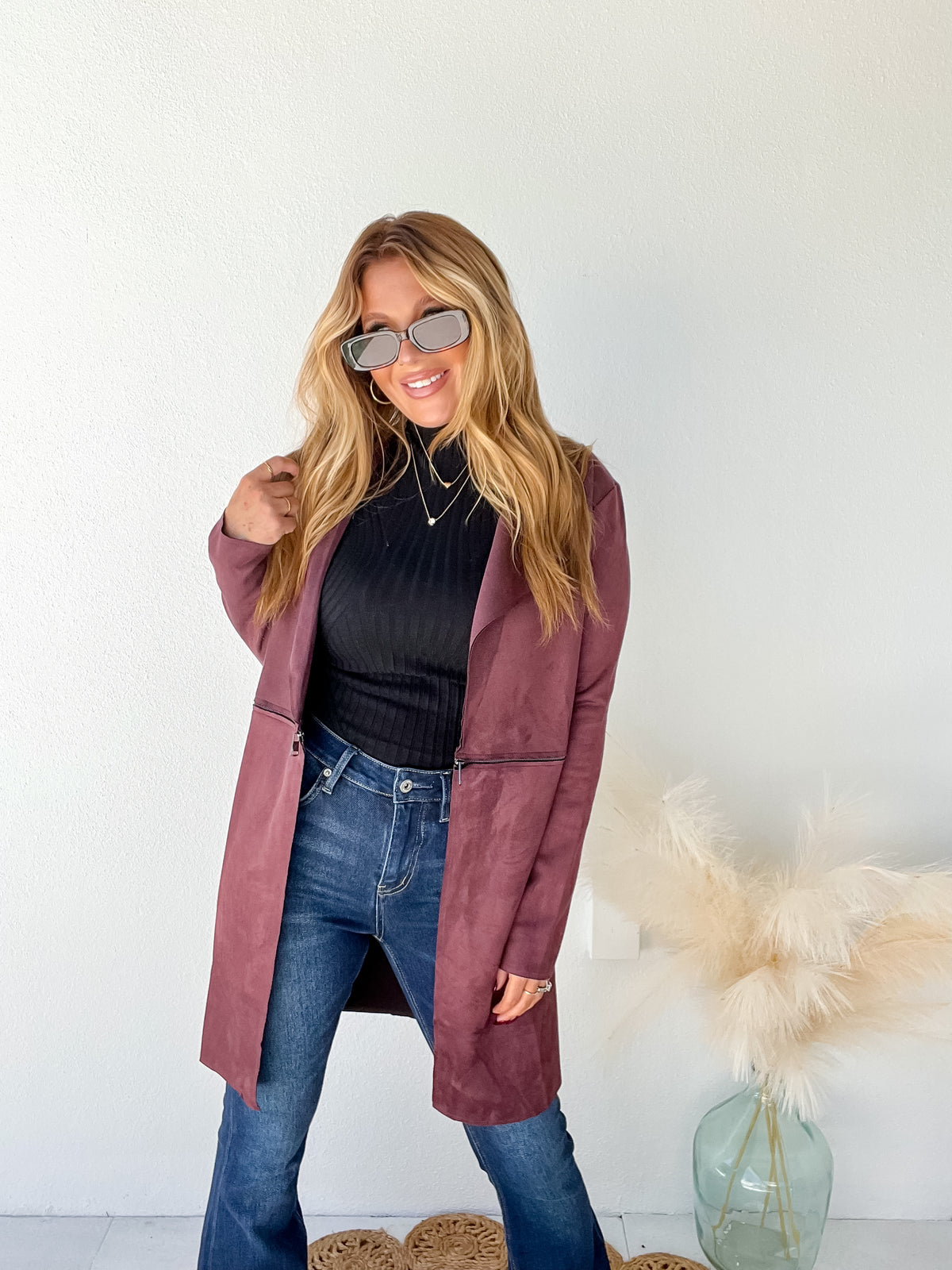 Fearless Energy Burgundy Faux Suede Jacket