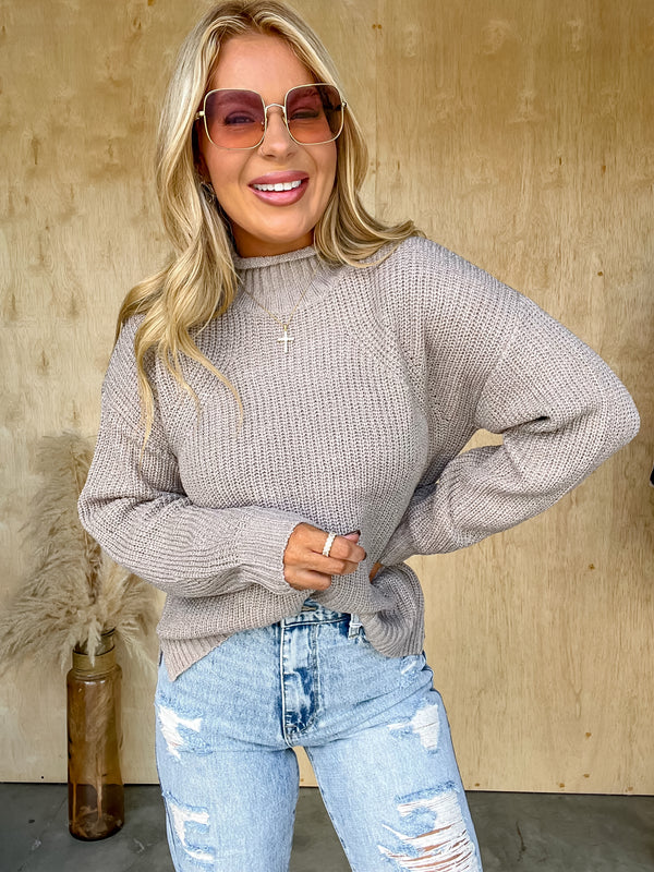 Basically Effortless Earth Grey Chunky Sweater