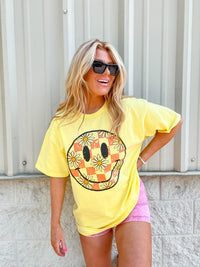 Pink Checker Smiley Graphic Top