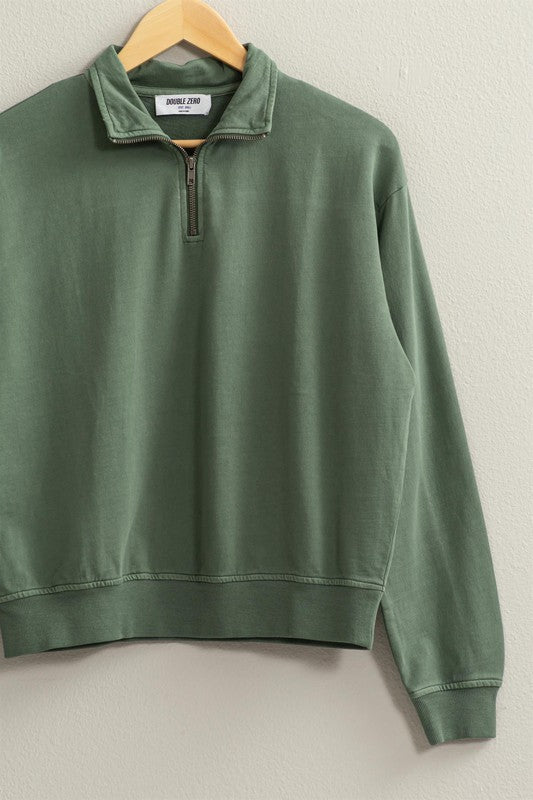 Capable Of Anything Green Half Zip Pullover