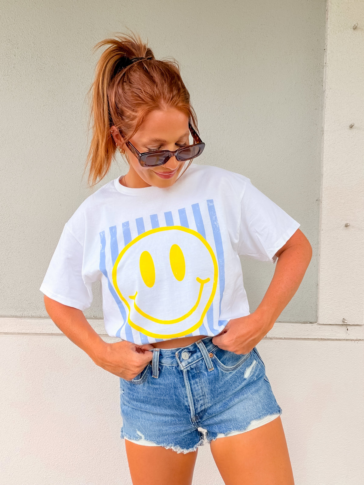Stripe Smiley Graphic Top