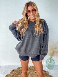 Chasing Calm Oversized Black Acid Wash Pullover
