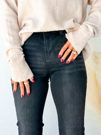 To Die For Black Raw Hem Flare Jeans