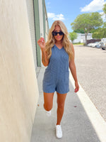 Handle My Own Navy Ribbed Romper