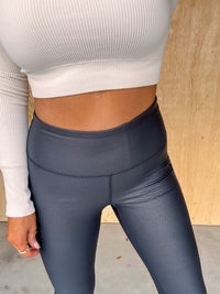 Simple Question Black Foil Leggings