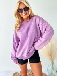 Chasing Calm Oversized Bright Violet Acid Wash Pullover