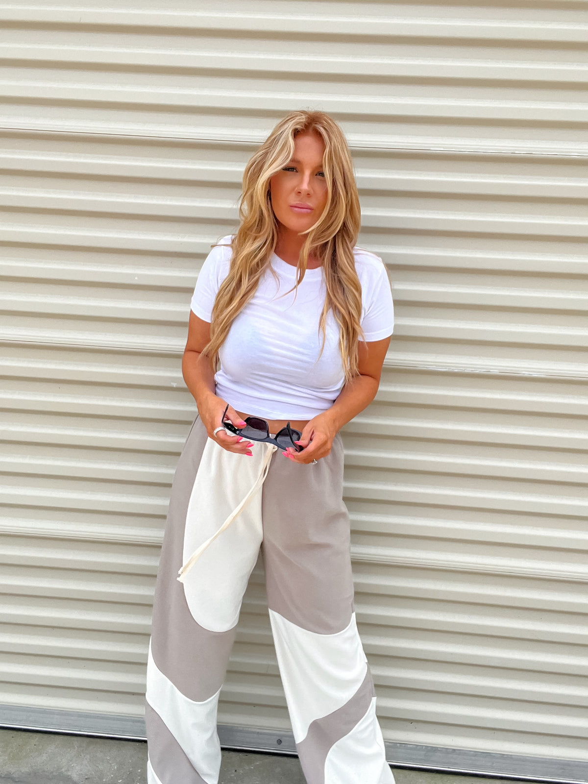 Wish You Were Here  Nude Color Block Pant