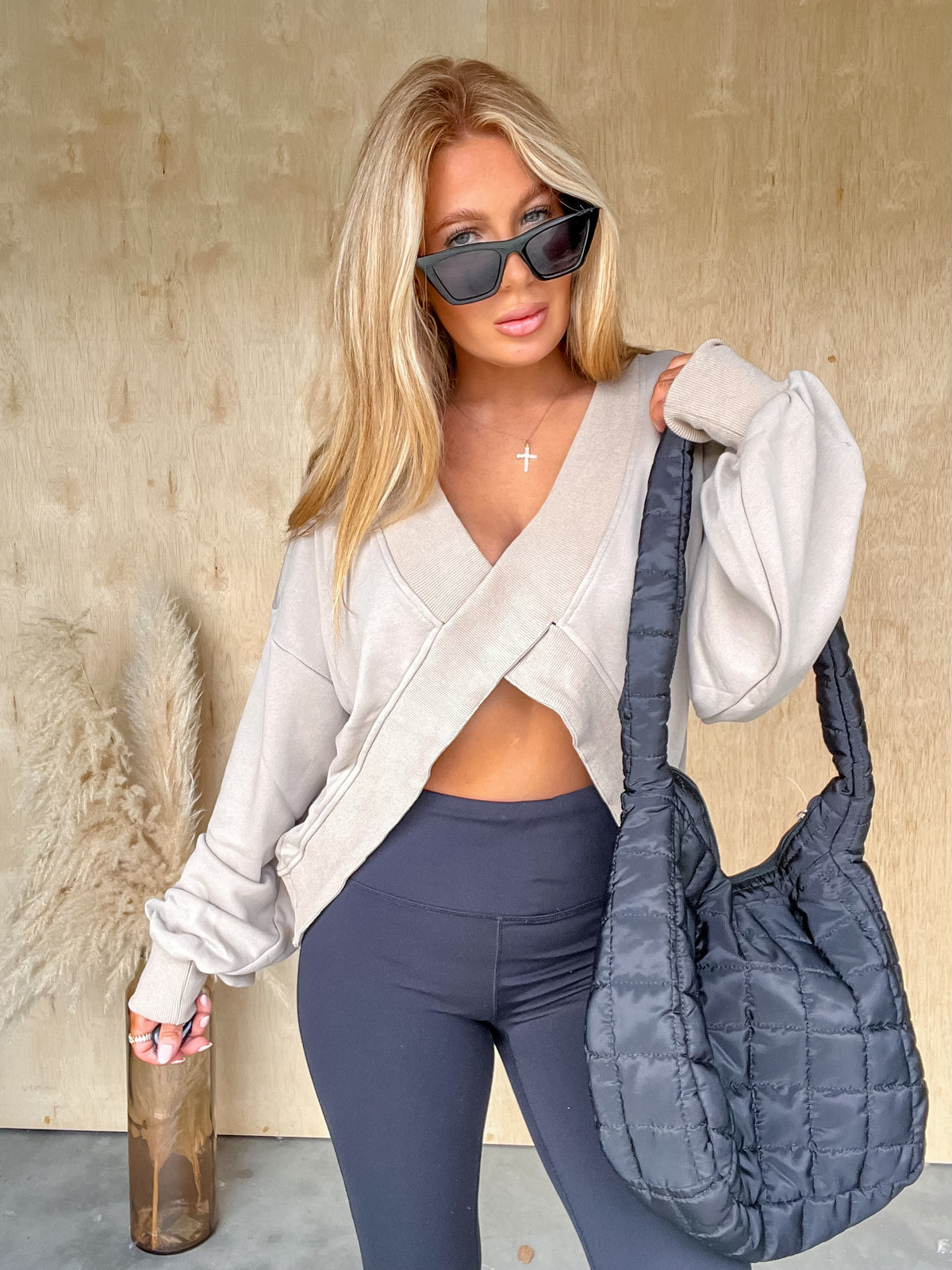 Cool & Collected Taupe Grey Cropped Top