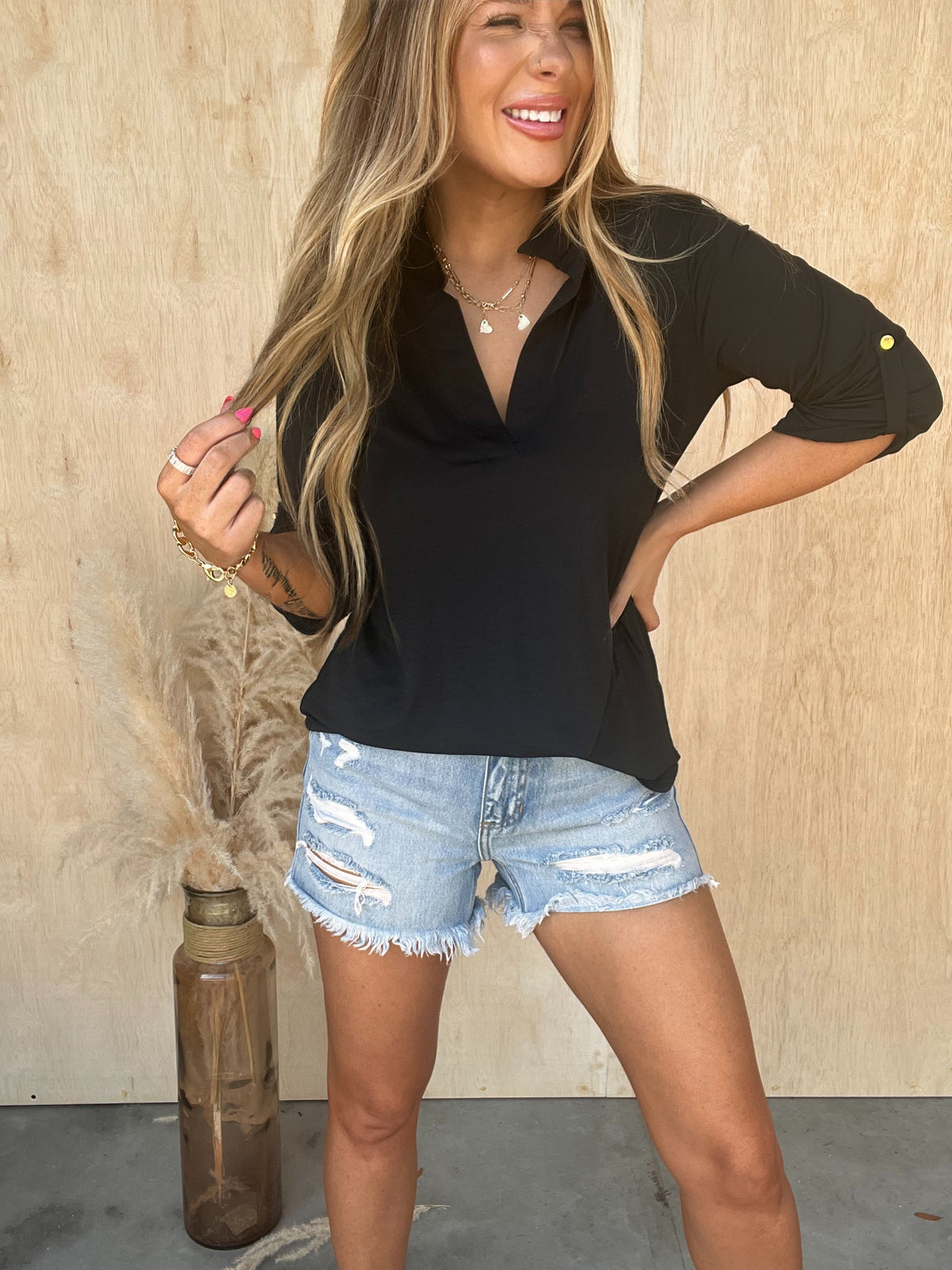 Hard To Impress Black Collared Top