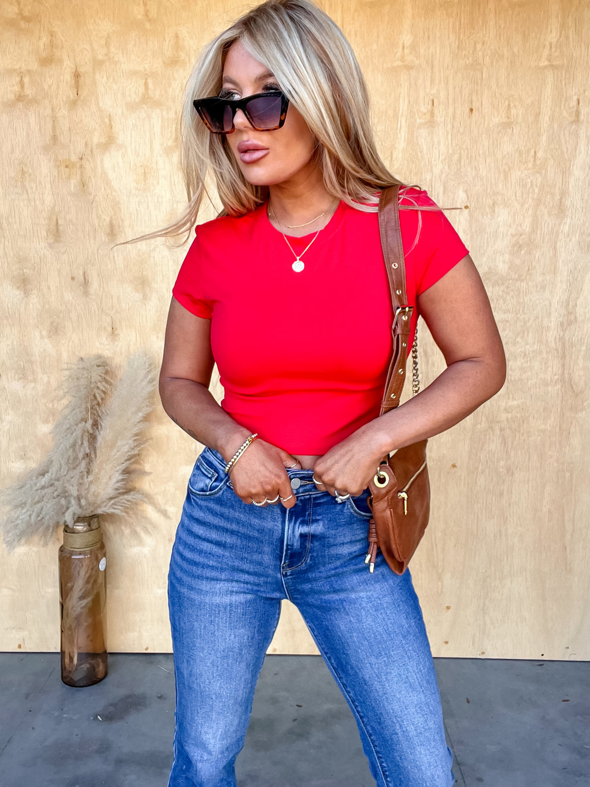 DOORBUSTER - Downtown Dates Red Cropped Top