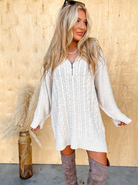 Living Fashionably Oatmeal Luxury Sweater Dress