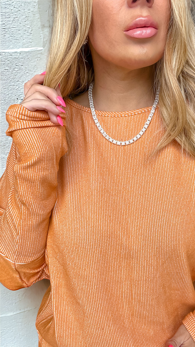 Wifey Material Tangerine Two Tone Top