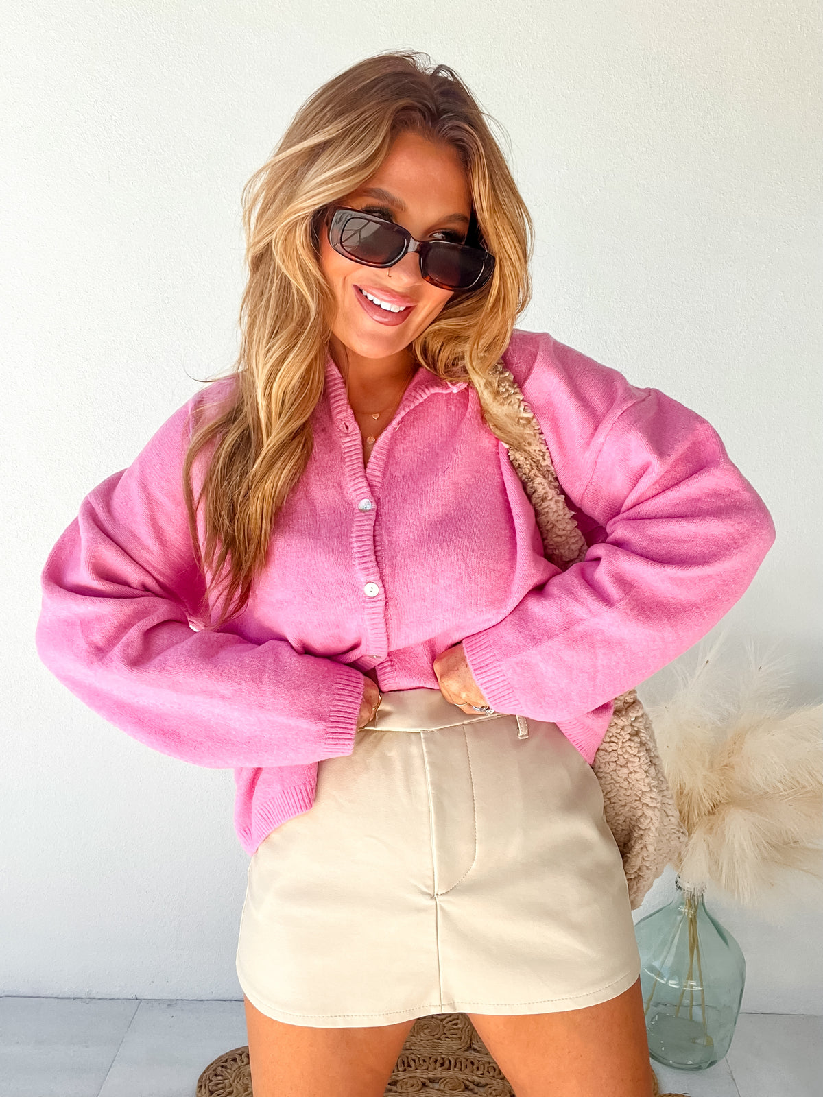 Make My Day Ivory Faux Leather Skort