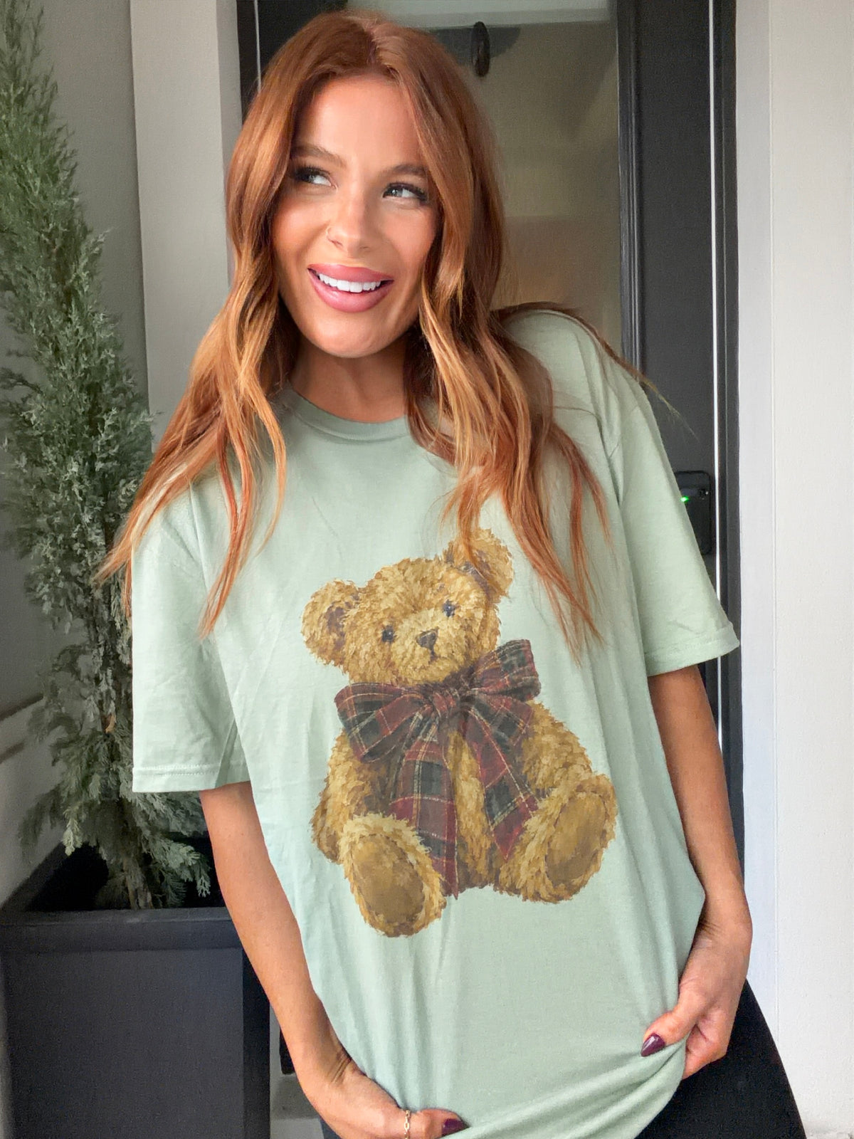 Plaid Teddy Graphic Top