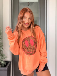 Pink Cheetah Smiley Graphic Top