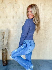 Radiant As Always Blue Grey Cropped Top