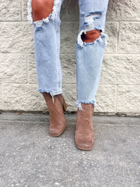 Taupe Suede Chic Bootie