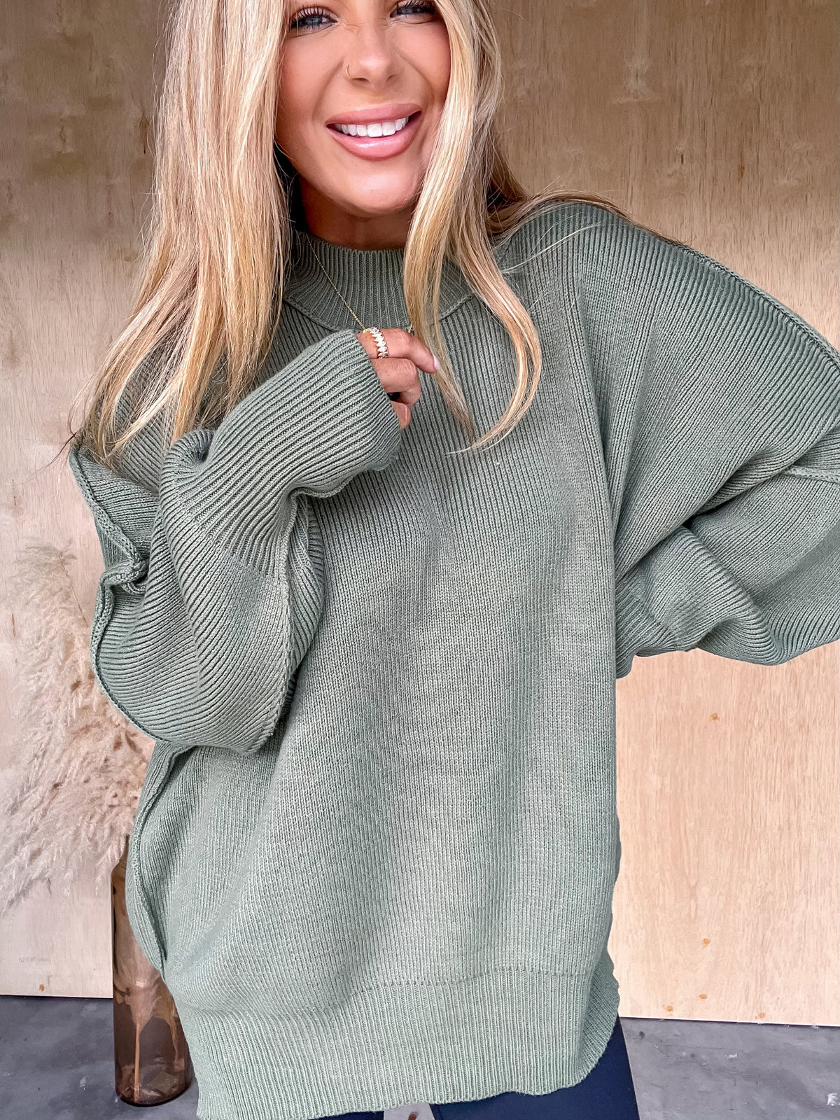 DOORBUSTER - Sweeter Than You Light Olive Oversized Sweater